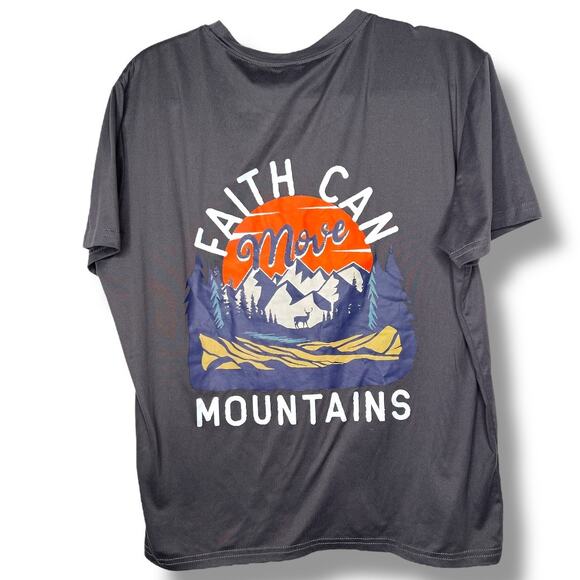 Faith Can Move Mountains Silk Screen Graphic Tee Shirt Size Medium - Picture 5 of 5